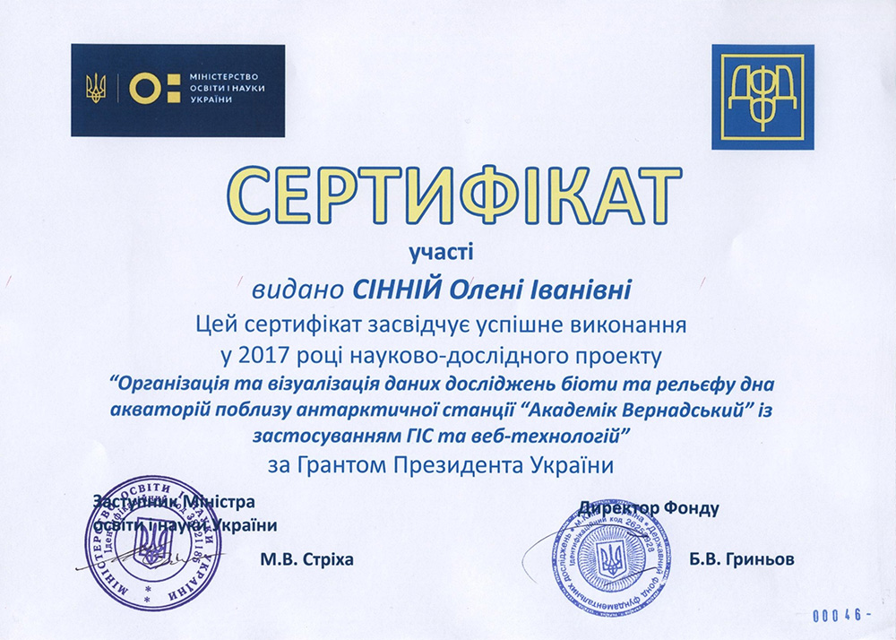 Звітування за проектами «Гранти Президента України для підтримки наукових досліджень молодих вчених на 2017 рік»